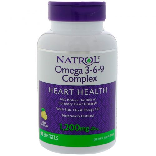 Natrol, Комплекс омега 3-6-9, со вкусом лимона, 90 жевательных капсул