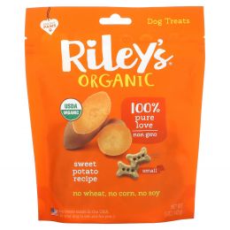 Riley’s Organics, Лакомства для собак, маленькая косточка, рецепт со сладким картофелем, 5 унций (142 г)