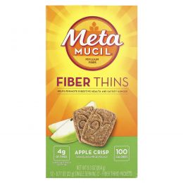 Metamucil, Fibre Thins, яблочный и хрустящий продукт, 12 пакетиков по 22 г (0,77 унции)