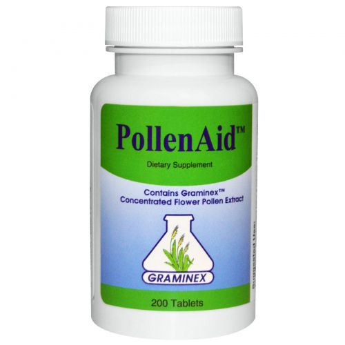 Graminex, PollenAid, экстракт цветочной пыльцы, 200 таблеток