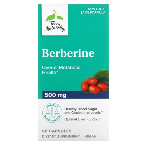 Terry Naturally, Берберин MetX, 500 мг, 60 капсул