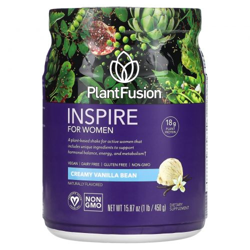 PlantFusion, Inspire for Women, сливочная ваниль, 450 г (1 фунт)