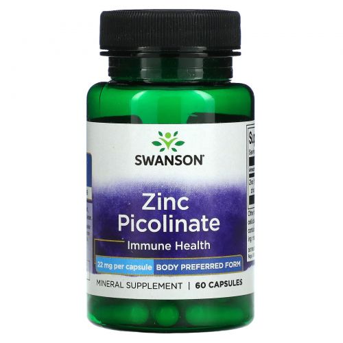 Swanson, Zinc Picolinate, Immune Health, 22 mg, 60 Capsules