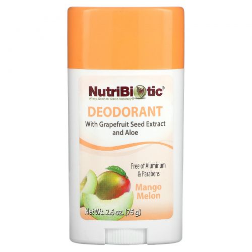 NutriBiotic, Дезодорант длительного действия с ароматом манго и дыни, 2,6 унции (75 г)