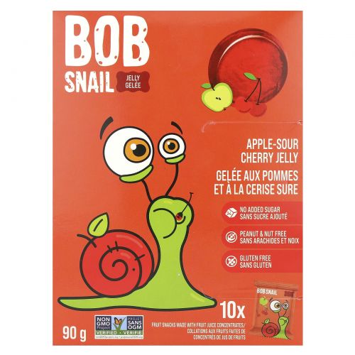Bob Snail, фруктовое желе, яблоко и вишня, 10 шт., 90 г