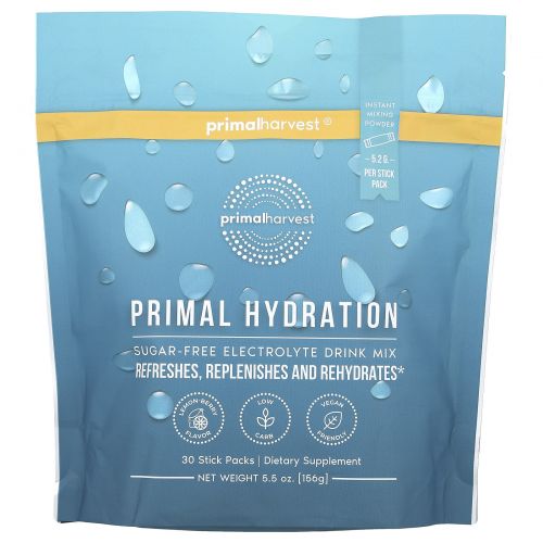 Primal Harvest, Primal Hydration, без сахара, со вкусом лимона и ягод, 30 пакетиков в упаковке, 156 г (5,5 унции)