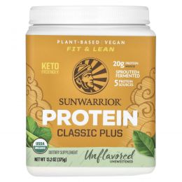 Sunwarrior, протеин «Классик плюс», растительный, без вкусовых добавок, 375 г (13,2 унции)