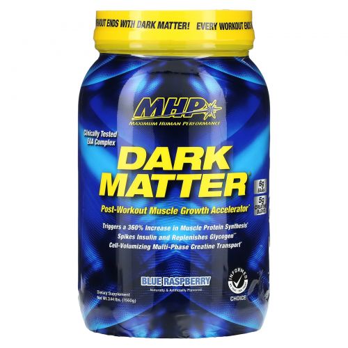 Maximum Human Performance, LLC, Dark Matter, Post-Workout Muscle Growth Accelerator, Blue Raspberry, 3.44 lbs (1560 g)