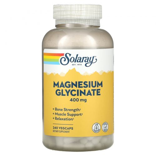 Solaray, Глицинат магния, 400 мг, 240 вегетарианских капсул