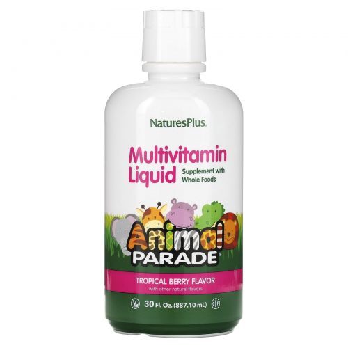 Nature's Plus, Источник жизни, жидкие мультивитамины для детей от Animal Parade, натуральный вкус тропических ягод, 30 жидких унций (887.10 мл)