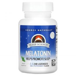 Source Naturals, Melatonin, Peppermint Flavor , 2.5 mg, 240 Lozenges