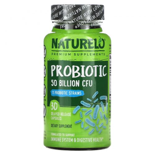 NATURELO, Probiotic, 50 Billion CFU, 30 Delayed Release Capsules