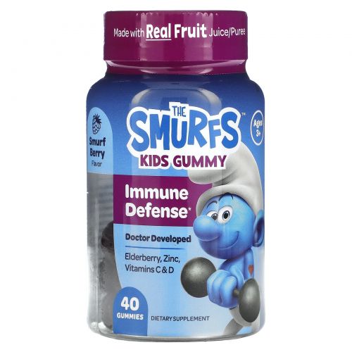 The Smurfs, Kids Gummy, для иммунной защиты, для детей от 3 лет, смурфики, 40 жевательных таблеток
