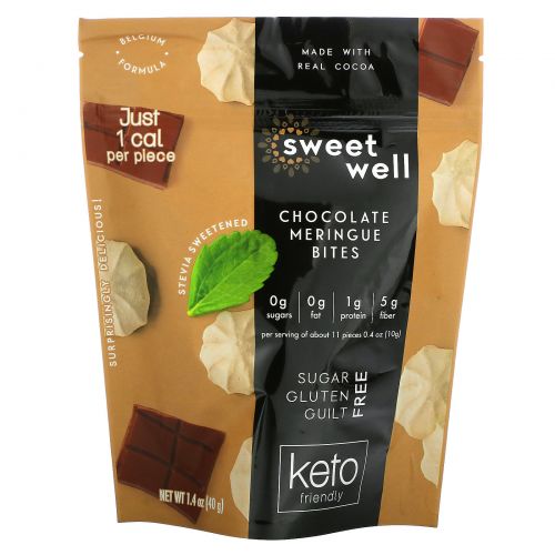 Sweetwell, Keto Bites, шоколадное безе, 40 г (1,4 унции)