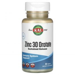 KAL, Zinc/ Orotate SR, 30 mg, 90 Tablets