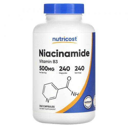 Nutricost, Ниацинамид и витамин B3, 500 мг, 240 капсул
