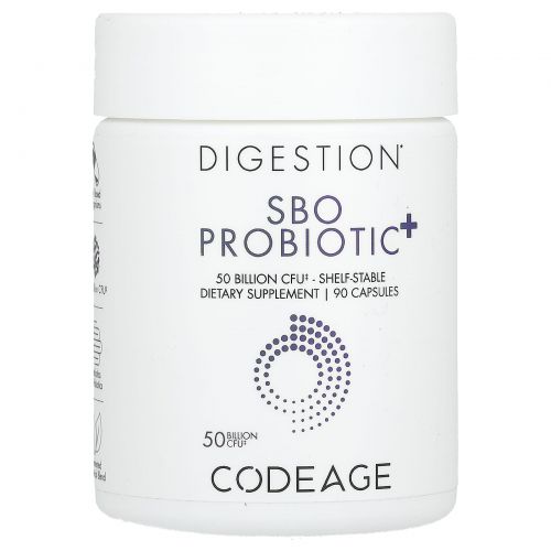 Codeage, Для пищеварения, пробиотик SBO +, длительного хранения, 50 млрд КОЕ, 90 капсул