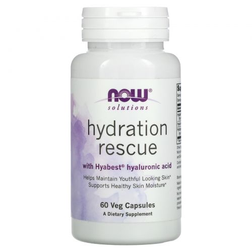 Now Foods, Solutions, Hydration Rescue with Hyabest Hyaluronic Acid, 60 Veg Capsules