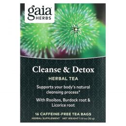 Gaia Herbs, Очищение и детоксикация, без кофеина, 16 пакетиков, 1,13 унции (32 г)