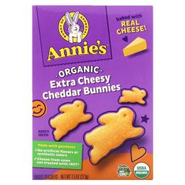 Annie's Homegrown, Органические кролики с чеддером, запеченные крекеры, с добавлением сыра, 213 г (7,5 унции)