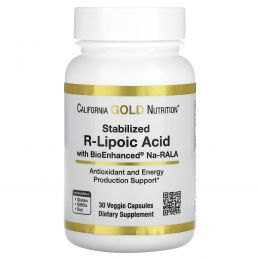 California Gold Nutrition, стабилизированная R-липоевая кислота, 30 растительных капсул