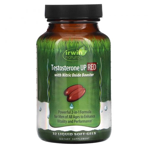 Irwin Naturals, Testosterone UP Red с бустером оксида азота, 32 жидкие капсулы