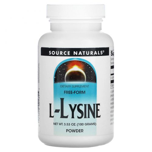 Source Naturals, L-лизин, 3.53 унции (100 г)