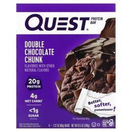 Quest Nutrition, Протеиновый батончик, двойные кусочки шоколада, 4 батончика, 60 г (2,12 унции)