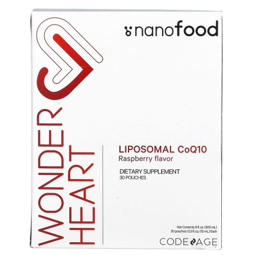 CodeAge, Wonder Heart, Liposomal CoQ10, Raspberry Flavor, 30 Pouches, 0.3 fl oz (10 ml) Each