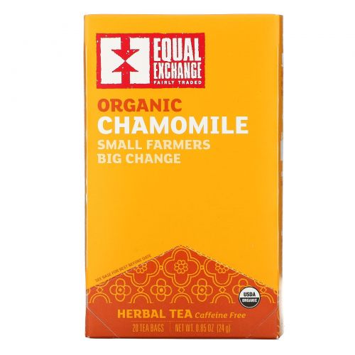 Equal Exchange, Organic Chamomile Herbal Tea, Caffeine Free, 20 Tea Bags, 0.85 oz (24 g)