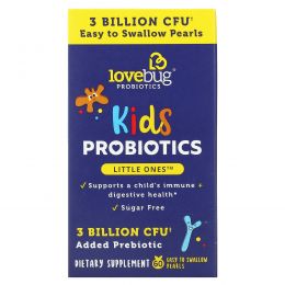 LoveBug Probiotics, Kids Probiotics, Little Ones, 3 Billion CFU, 60 Easy To Swallow Spheres