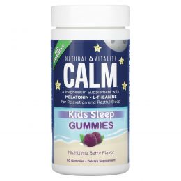 Natural Vitality, CALM, детские жевательные таблетки для сна, ягодный вкус, 60 жевательных таблеток