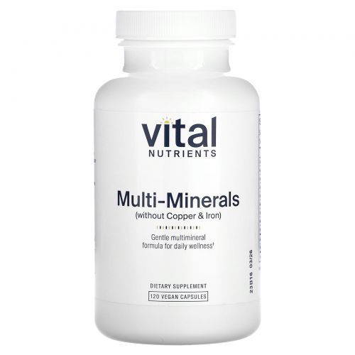 Vital Nutrients, Мультиминералы (без меди и железа), 120 веганских капсул