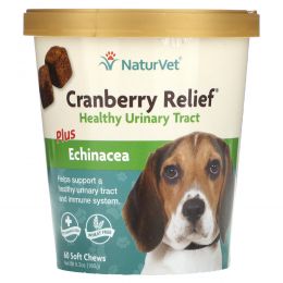 NaturVet, Cranberry Relief For Dogs Plus Echinacea, 60 Soft Chews, 6.3 oz (180 g)