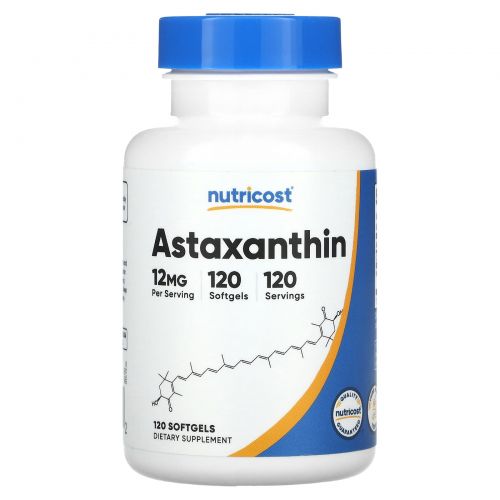 Nutricost, Астаксантин, 12 мг, 120 мягких таблеток
