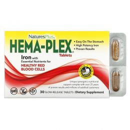 NaturesPlus, Hema-Plex, 30 таблеток с длительным высвобождением