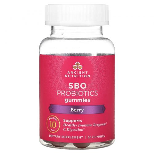 Dr. Axe / Ancient Nutrition, SBO Probiotics, жевательные мармеладки, 5 млрд КОЕ, 30 жевательных таблеток