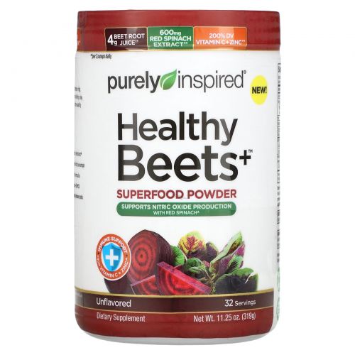 Purely Inspired, Healthy Beets+ Superfood Powder, Unflavored, 11.25 oz (319 g)