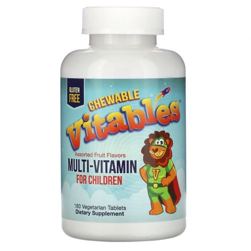 Vitables, Мультивитамин для детей, ассорти из фруктовых вкусов, 180 вегетарианских таблеток