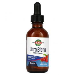 KAL, Ultra Biotin, Natural Mixed Berry Flavor, 10,000 mcg, 2 fl oz (59 ml)