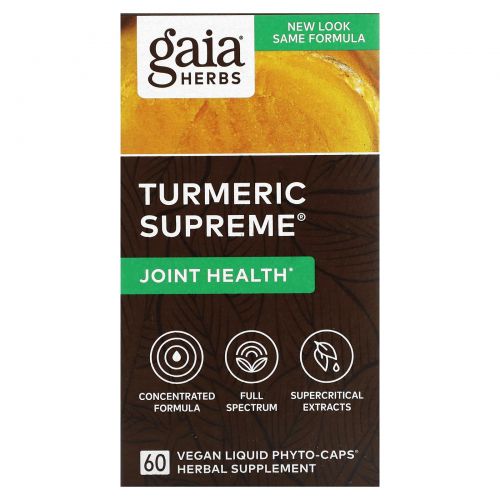 Gaia Herbs, Turmeric Supreme, Joint, для суставов, 60 вегетарианских жидких фитокапсул