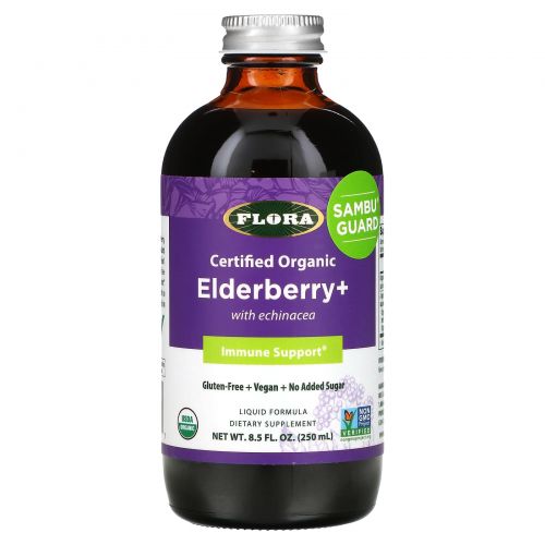 Flora, Certified Organic Elderberry +, 8.5 fl oz (250 ml)