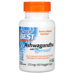 Doctor's Best, Best Ashwagandha, с Sensoril, 125 мг, 60 растительных капсул