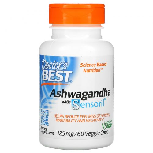 Doctor's Best, Best Ashwagandha, с Sensoril, 125 мг, 60 растительных капсул