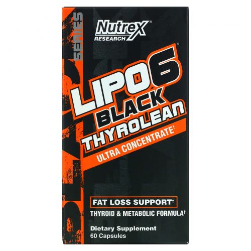 Nutrex Research, LIPO-6 черный тиролин, поддержка для снижения веса, 60 капсул