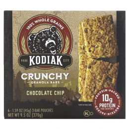 Kodiak Cakes, Хрустящие батончики из мюсли, шоколадная крошка, 6 пакетиков по 2 плитки, 45 г (1,59 унции)