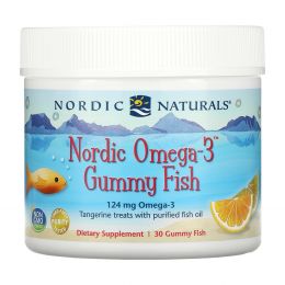 Nordic Naturals, Конфеты в виде рыбок от Nordic с омега-3, мандариновое угощение, 30 конфет