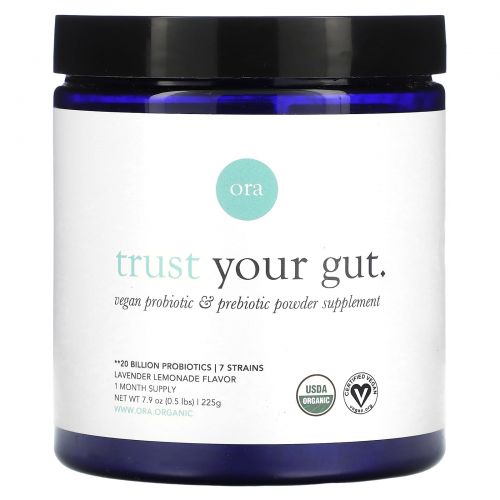 Ora, Trust Your Gut, веганский порошок с пробиотиками и пребиотиками, лавандовый лимонад, 20 миллиардов, 225 г (7,9 унции)