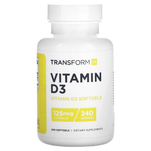 TransformHQ, витамин D3, 125 мкг, 240 капсул
