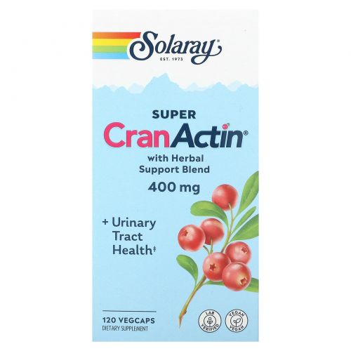 Solaray, Super CranActin со смесью трав, 400 мг, 120 растительных капсул